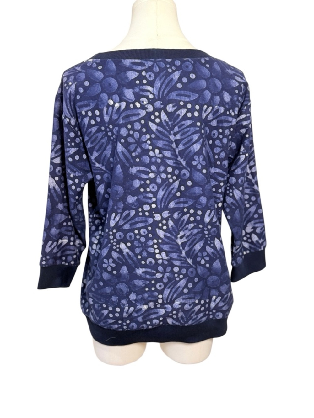 PEPIN Margo Hand Dyed Block Print Sweatshirt Blue Size S/M - Picture 4 of 8